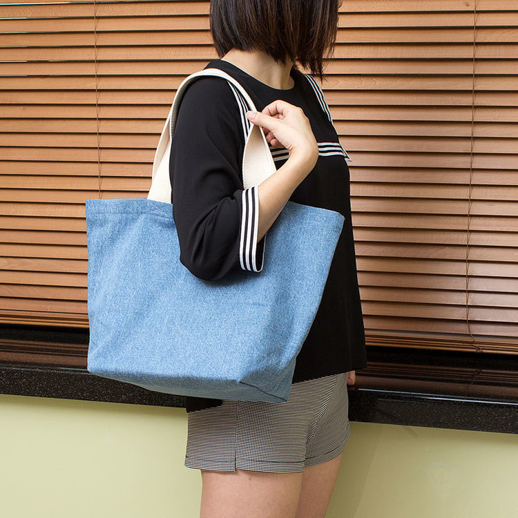 Denim Shopping Bag with Coloured Strap | Promo Bags