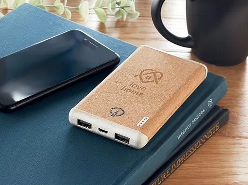 Ralia Cork/Wheat Straw Wireless Charger and Power Bank | Personalised Power Bank | Power Bank Logo Printing | Custom Power bank Charger | Promotional Power Banks | Custom Portable Charger | Custom Merchandise | Merchandise | Customised Gifts NZ |