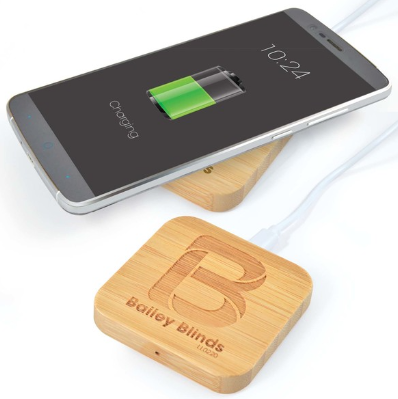 Arc Square Bamboo Wireless Charger | Customised Wireless Charger | Personalised Wireless Charger | Custom Portable Charger | Custom Merchandise | Merchandise | Customised Gifts NZ | Corporate Gifts | Promotional Products NZ | Branded merchandise NZ | 