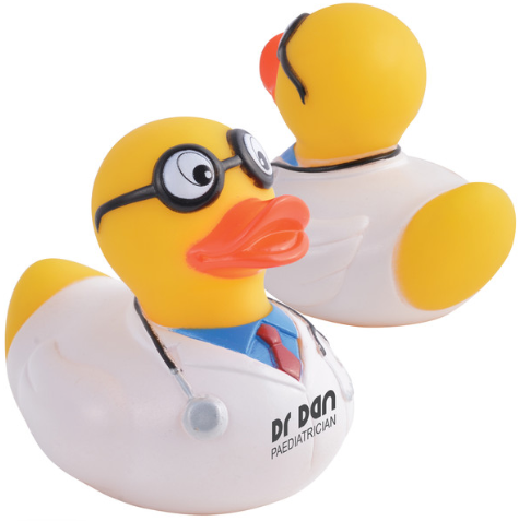Doctor Quack PVC Bath Duck | Bath Ducks | Custom Merchandise | Merchandise | Customised Gifts NZ | Corporate Gifts | Promotional Products NZ | Branded merchandise NZ | Branded Merch | Personalised Merchandise | Custom Promotional Products | 