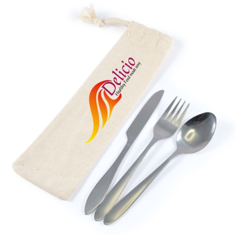 Banquet Cutlery Set in Calico Pouch | Custom Cutlery | Personalised Cutlery | Customised Cutlery | Custom Merchandise | Merchandise | Customised Gifts NZ | Corporate Gifts | Promotional Products NZ | Branded merchandise NZ | Branded Merch | 