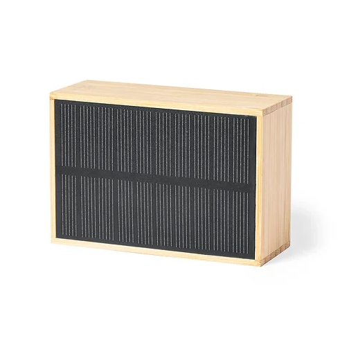 Solar Speaker in Bamboo | Customised Solar Speakers | Logo Speaker | Custom Bluetooth Speaker | Customised Gifts NZ | Corporate Gifts | Custom Merchandise | Merchandise | Promotional Products NZ | Branded merchandise NZ | Branded Merch 