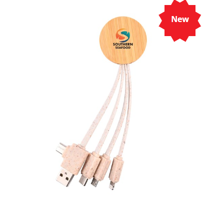 Sprite Round Bamboo Charging Cable | Customised Charging Cable | Personalised Charging Cable | Custom Merchandise | Merchandise | Customised Gifts NZ | Corporate Gifts | Promotional Products NZ | Branded merchandise NZ | Branded Merch | Personalised Merch