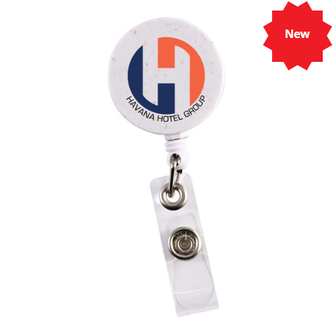 Retractable Badge Holder Wheat Straw | Badge Holder | Custom Merchandise | Merchandise | Customised Gifts NZ | Corporate Gifts | Promotional Products NZ | Branded merchandise NZ | Branded Merch | Personalised Merchandise | Custom Promotional Products | 