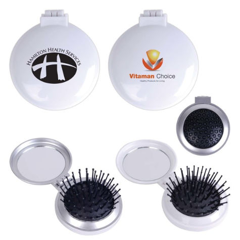 Compact Pop Up Brush / Mirror Set | Custom Merchandise | Merchandise | Customised Gifts NZ | Corporate Gifts | Promotional Products NZ | Branded merchandise NZ | Branded Merch | Personalised Merchandise | Custom Promotional Products | Promotional Merch