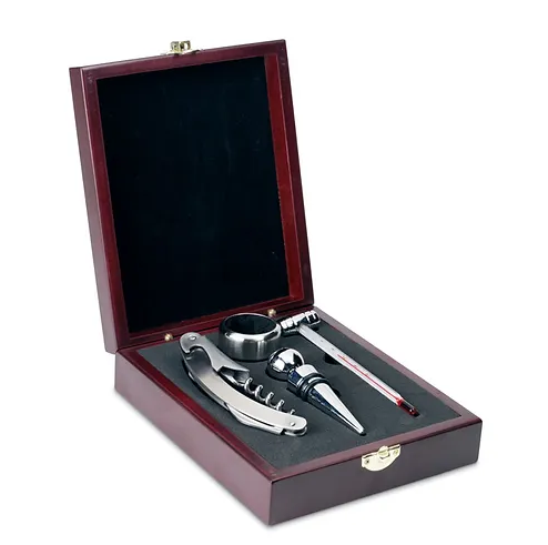 Elegant Wine Set in Wood Box | Custom Merchandise | Merchandise | Customised Gifts NZ | Corporate Gifts | Promotional Products NZ | Branded merchandise NZ | Branded Merch | Personalised Merchandise | Custom Promotional Products | Promotional Merchandise