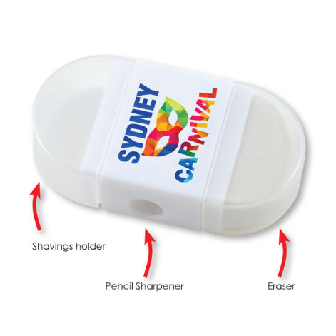 2 in 1 Pencil Sharpener / Eraser | Custom Merchandise | Merchandise | Customised Gifts NZ | Corporate Gifts | Promotional Products NZ | Branded merchandise NZ | Branded Merch | Personalised Merchandise | Custom Promotional Products | Promotional Merch